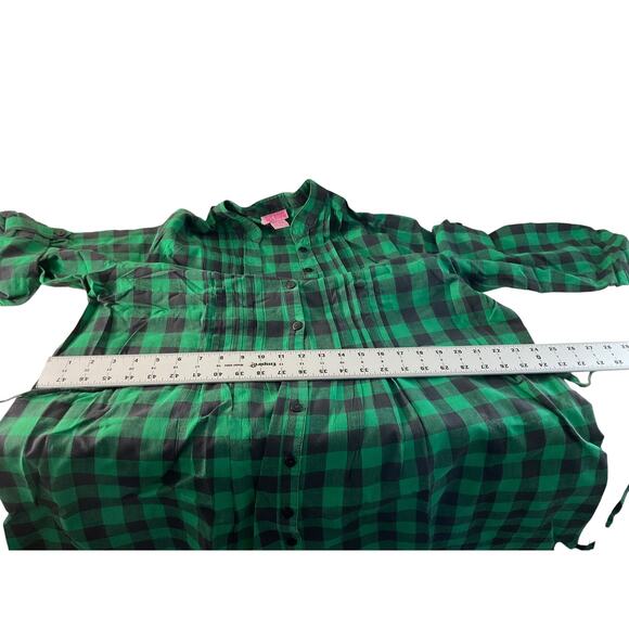 She's Cool Women's 3X Green Plaid Belted Shirt Dress Casual Day Dress Tie Waist - Picture 5 of 16